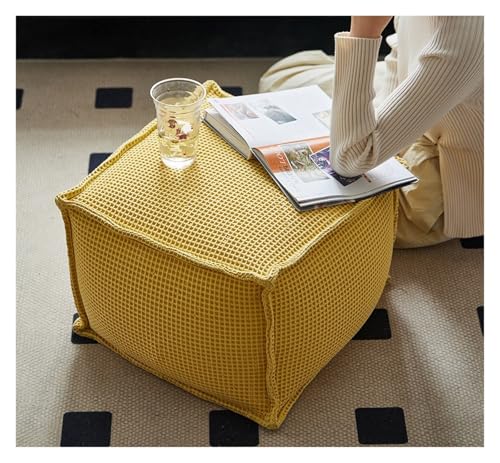 Pouf en pur coton gaufré noir, siège d'angle haut de gamme