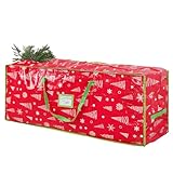Falflor 7.5Ft Christmas Tree Storage Bag Holiday Decor Xmas Tree Bag Waterproof Christmas Tree Bag Durable Storage Bag with Carry Handles Zipper for Christmas Trees(Red)