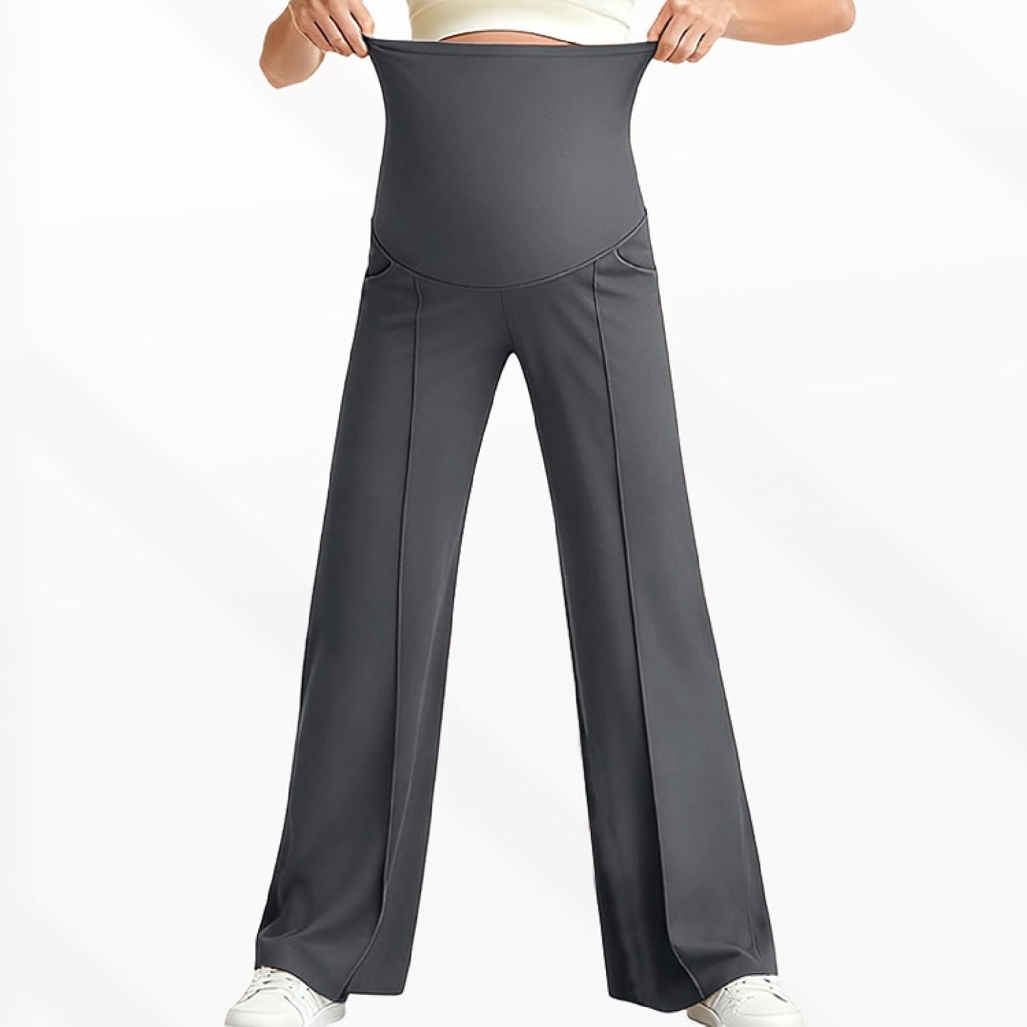 Women's Palazzo Maternity Pants High Waisted Stretchy Pregnancy Trousers Wide Leg