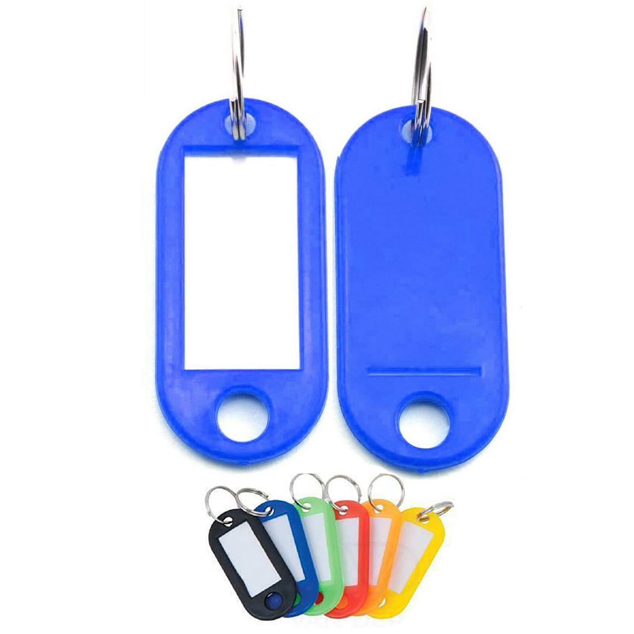 Plastic Key Tags Keyring ID Label FOB Mixed Colours (Blue (100PCS))