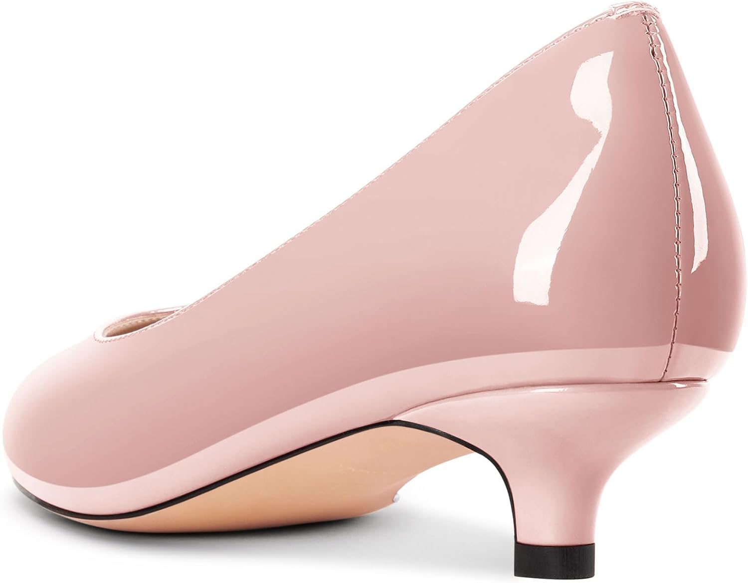 Aachcol Womens Round Toe Kitten Heel Pumps Slip-on Low Heel Office Dress Shoes 1.4 Inches Heels - Image 5