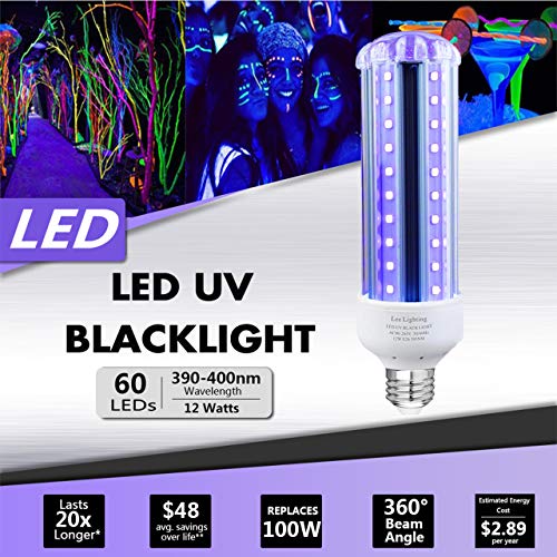 Lee Lighting Blacklight Bulb, 12W Led Uv Ultraviolet Blacklight Ac90-265V #TOP1