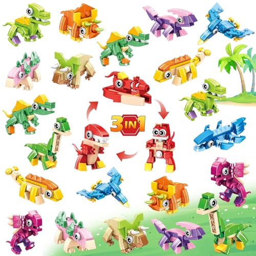 BOPEGOLO 24 Pack Easter Party Favors for Kids, 3-in-1 Dinosaur