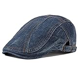 Qianuer Denim Newsboy Hats Adjustable Ivy Flat Cap Gatsby Cabbie Driving Hat for Men Women
