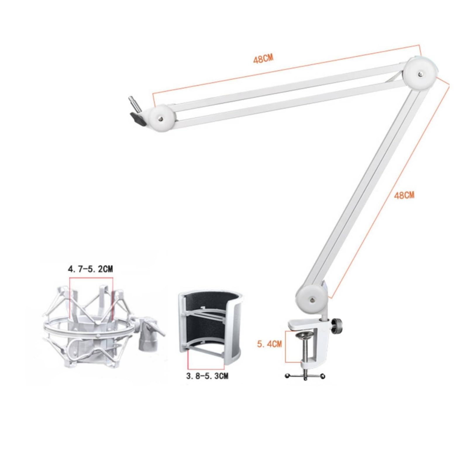 Micrófono Plegable Escritorio Resisn Brazo Micrófono con Abrazadera Aluminio Estable para Streamers, Locutores, con Red