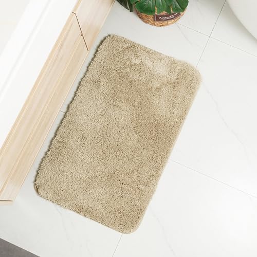 Dalina Textil - Alfombra De Baño Antideslizante,Alfombra de Pelo,Multifuncional,Alfombra Ducha Baño Cocina Puertas de Entrada Pasillo Dormitorio Salon Modernas,Suave, 50 x 80 cm, Camel