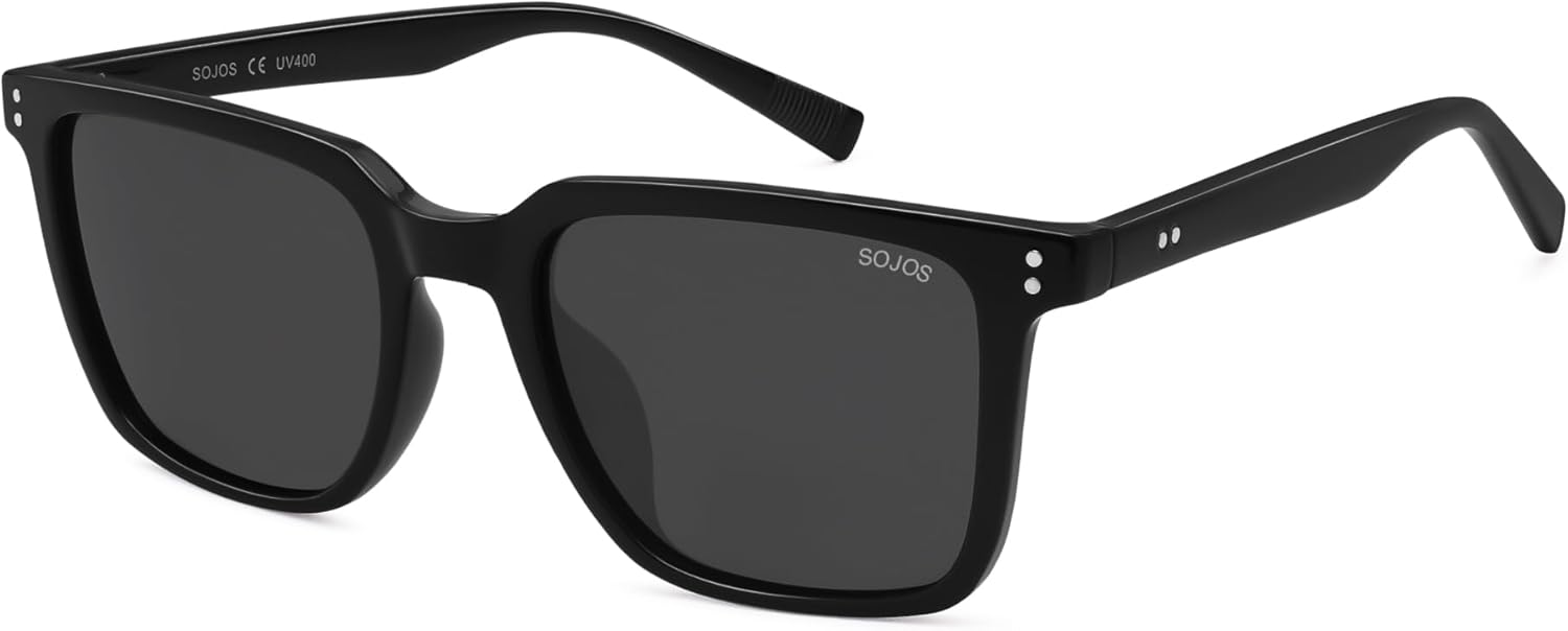 SOJOS Unisex Rectangle Polarized Sunglasses TR90 Square Frame UV400 Protection Lightweight Flexible for Men and Women - Image 3