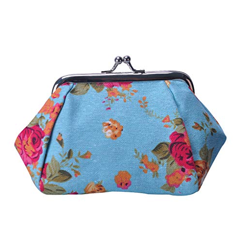 Rolin Roly Canvas Münzbeutel Täschchen Mädchen Cute Schließe Leinwand Münze Beutel Mini Coin Purses Jewelry Pouch 13 x 9 x 9,5 cm (Blue) Cover