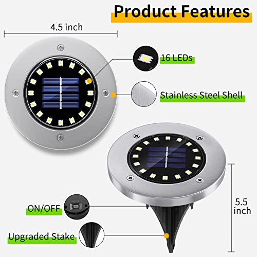 NFESOLAR Solar Lights Outdoor with 16 LEDs, 8 Pack Bright Multi-Color Solar Ground Lights Outdoor Waterproof for Pathway Garden Yard Lawn Walkway Halloween Christmas Decorations by NFESOLAR - Image 6