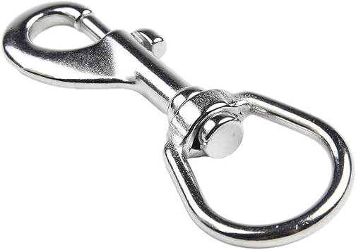 Stainless Steel Scuba Diving Dual End Bolt Snap Hook, 316 Marine Grade Swivel Carabiner Buckle for BCD, Gauge and Buoy Attachment, Quick Release Safety Clip for Snorkeling and Underwater Gear100mm