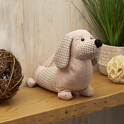 Elements 12.6X4.72X8.27 Inch Brown Plaid Dachshund Weighted Fabric Door Stopper #TOP4