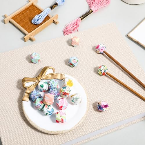 18Pcs Knitting Needle Stoppers, Silicone Knitting Needle Point Protectors Hexagon Print Knitting Needle Caps Cute Needle Minders for Knitting Accessories and Gadgets — view 3