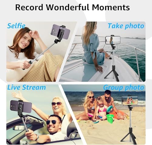 Image of Extendable Selfie Sticks with Wireless Remote 3-in-1 Multifunctional Selfie Stick with Tripod Stand Compatible with iPhone 17 16 15 14 13 12 11 Pro Xs Max Xr X, All Smartphone (169 CM)