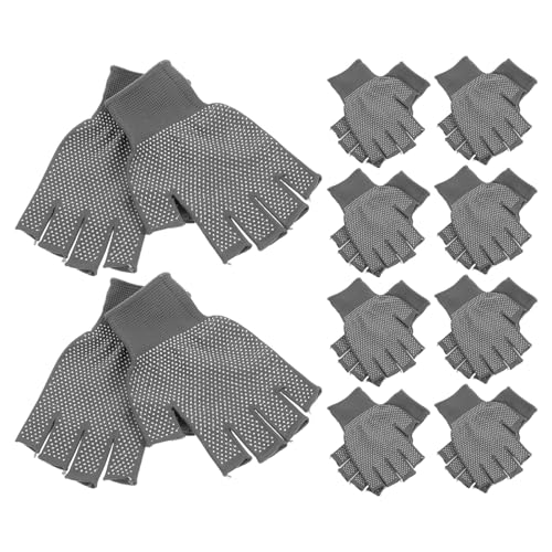 Veemoon Guanti senza Dita da Lavoro Uomo e Donna, Confezione 10 Paia, Guanti da Ciclismo Antiscivolo in Poliestere Grip, Leggeri e Traspiranti per Attività Outdoor e Meccanico