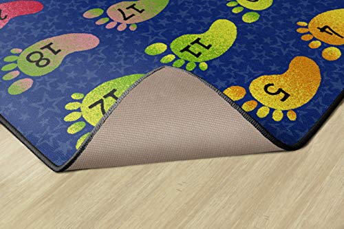Flagship Carpets Counting Feet Rainbow Numbers Educational Rug for Classroom Carpet or At Home Educational Learning Area, Playroom, Kid's Bedroom Mat, 5' x 8', Blue/Multi-Color - Thumbnail 7