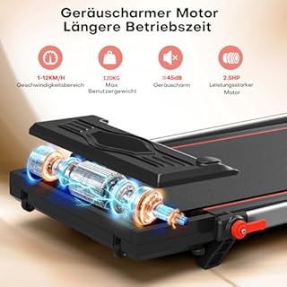 Wenoker Treadmill for home with slope, walking path up to 12 km/h, Treadmill foldable with 12 preset programs, electric treadmill with LED display, remote control and app