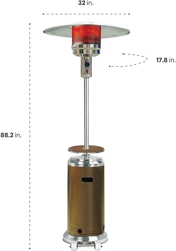 Miniatura 4 de Hanover H002BRSS - Sombrilla de acero de propano de 7 pies y 48.000 BTU para patio en bronceacero inoxidable, H002BRSS