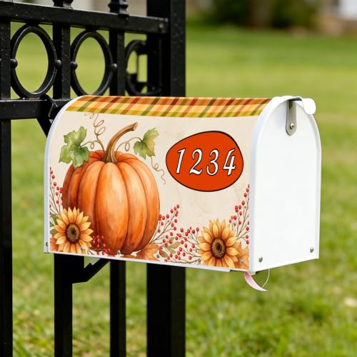 Personalized Harvest Pumpkin Fall Mailbox Covers Magnetic Standard Size Custom with Street Number Mail Box Covers for Outdoor Post Letter Box Wraps for Home Garden Yard Decor 18 x 22 Inch - Image 2