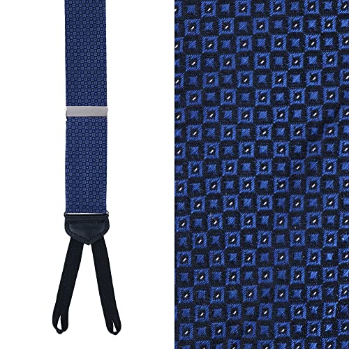 Trafalgar Men's Ransford Square Tonal Neat Formal Silk Braces (Suspenders), Navy #TOP1