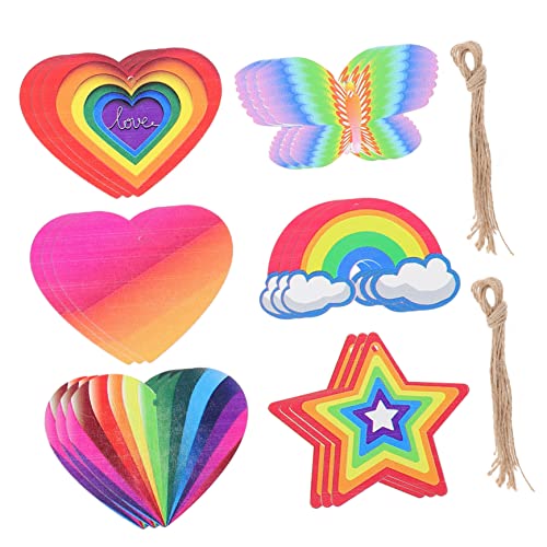 MAGICLULU 2 Set Ciondolo Decorativo in Legno Decorazioni Natalizie Arredamento Del Matrimonio Trucioli Di Legno Dalla Forma Unica Ornamenti Colorati Per Etichette Sospese Colorful 18 Pezzi*2