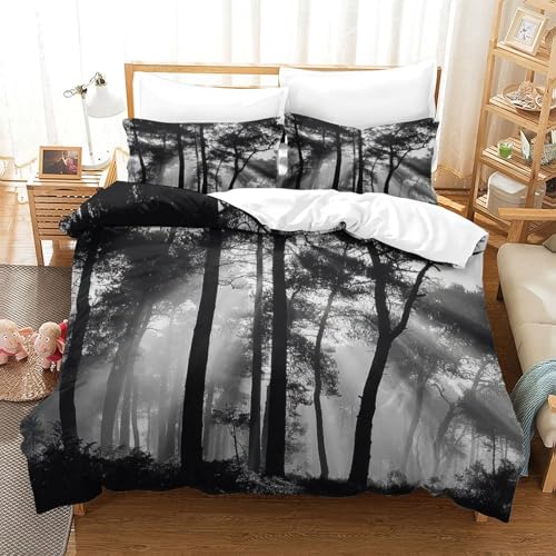 Housse de couette microfibre résistante motif cerf 3D avec fermeture éclair
