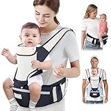 Safotad Baby Carrier Newborn to Toddler, Lightweight Ergonomic Baby Hip Seat Carrier Up to 33lbs, Adjustable Extended Waistband Infant Carrier with Breathable Sunshield, Navy Blue