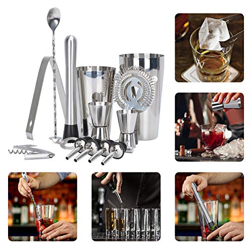 Songway 13-delige RVS Cocktail Making Set met Muddler, Jigger, Pourer, Kurkentrekker, Zeef, IJssongs, Lepel, Flesopener… - Afbeelding 4