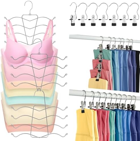 HOUSE DAY Tank Top Hanger 2 Pack and 20 Pack Leggings Organizers Space Saving Hangers Holding 20 Yoga Pants+16 Bras, Organizer Hanging Closet Organizers and Storage for Hat Camisoles Shorts, Black