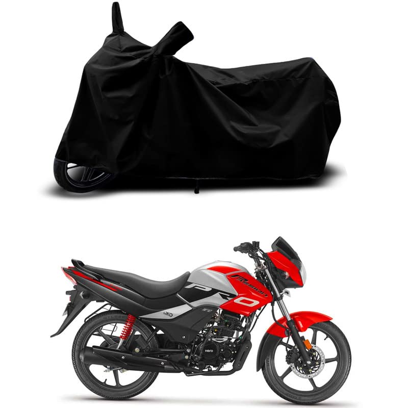 Image of 100% Scratchproof /UV-Rays /Heat Protection /Birds Dropping /Water Resistant /Dust Proof /Waterproof /Full Bike Scooty Two Wheeler Body Cover Compatible for Passion Xtec All Varients[Black]