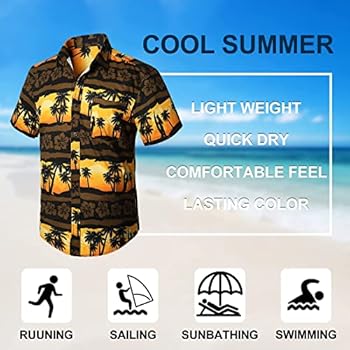 Enlision Hawaïhemd voor heren, korte mouwen, knoopsluiting, bloemen, funky, casual, bloemen, palmboom, ananasprint, shirt voor strandvakantie, Hawaii shirts, uniseks, XL