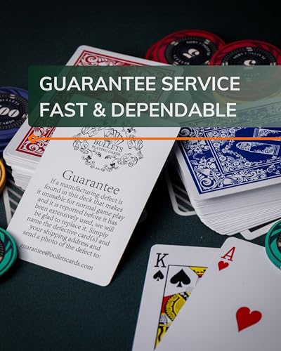 Bullets Playing Cards – Waterproof Plastic Playing Cards, 2 Decks, Two Pips, Whit Cut-Card, Durable Deck for Poker, Skat, Rummy, for Adults Bridge Size, Standard Index, Decks 52 Cards, 2 x 2 Joker,