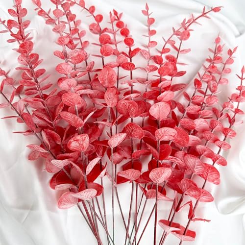 RXKFIGX 30Pcs Hojas de Eucalipto Artificiales, Eucalipto Artificial Ramas Eucaliptos Verdes, Decoracion Follaje Artificial para Ramo de Fotos para Decoración de Hogar Oficina Boda