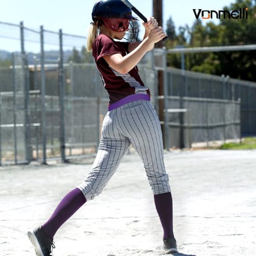 Image of VONMELLI Youth Baseball Belt and Socks Combo, Elastic Softball Belts and Socks for Boys and Adult (2 Pairs of Socks & 1 Belt)