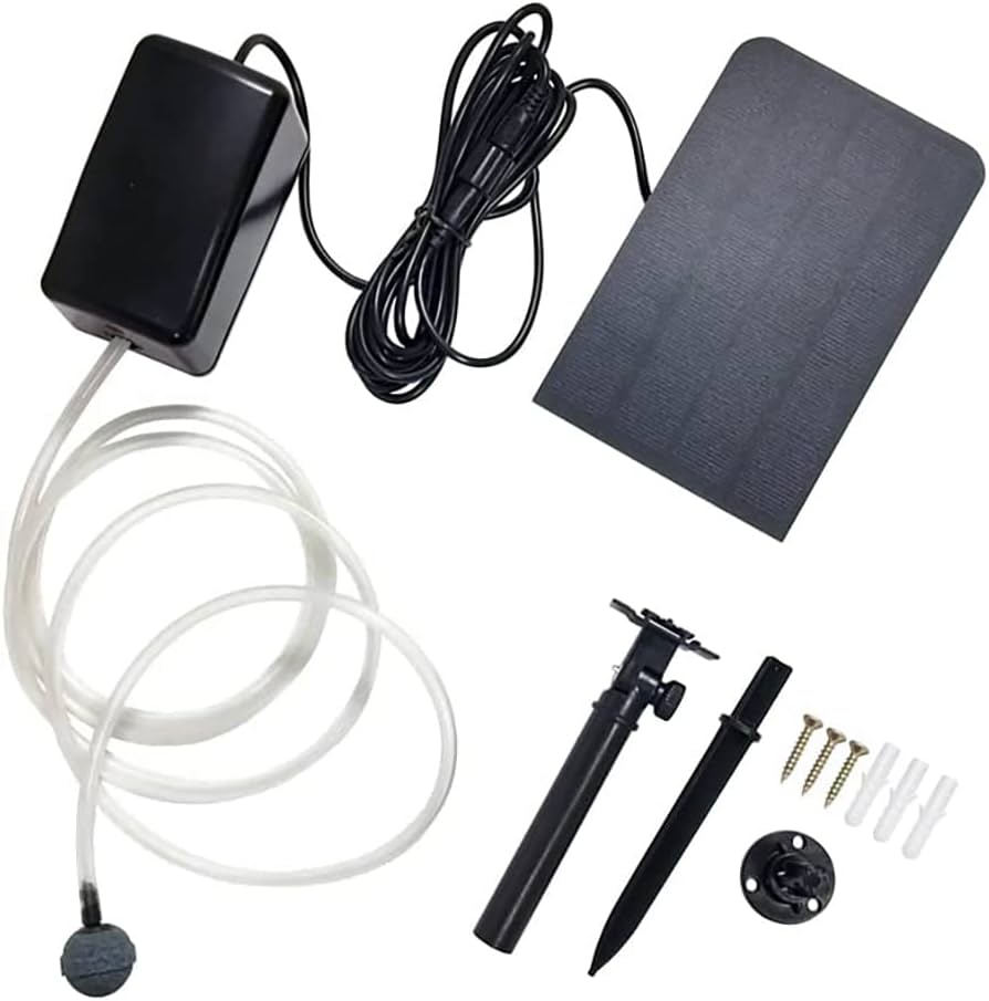 エアーポンプセット 2.5W ソーラーパネル給電式 酸素ポンプ 電源不要 経済的 静音設計 防水仕様 屋外設置可 エアーチューブ/空気石付  庭池や水槽の酸素供給に FMTBSVAP012