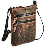 Cochoa Small Women Real Leather Crossbody Triple Zip Vintage Sling Handbag Purse Travel Crossover Shoulder Bag Handmade (Cognac Crazy Horse)