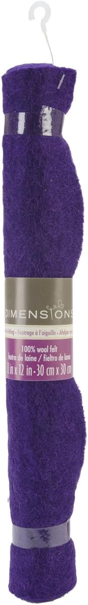 Dimensions Needle Felting Flat Felt Purple Roll Wool, 12'' x 12''
