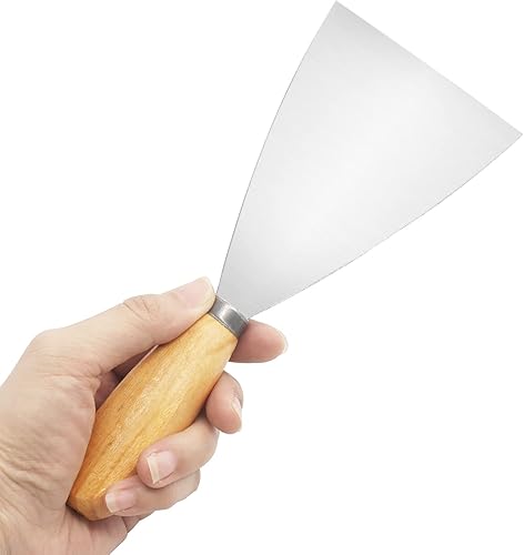 Miniatura 5 de Cuchillo de masilla, raspador de metal de 3.5 pulgadas, cuchillos de mango de madera para paneles de yeso, calcomanías, papel de pared, parches,