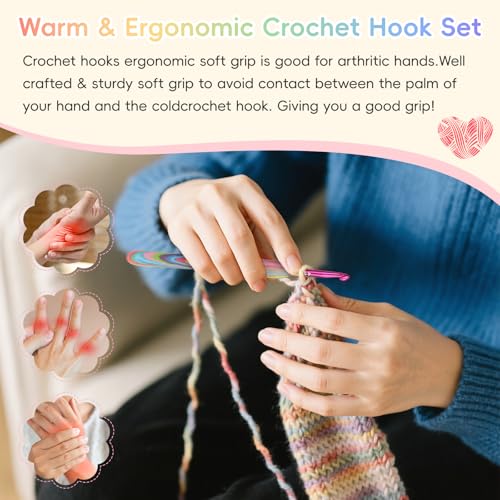 Ganchos de ganchillo Reessy con agarre suave para tejer crochet ergonómico 5