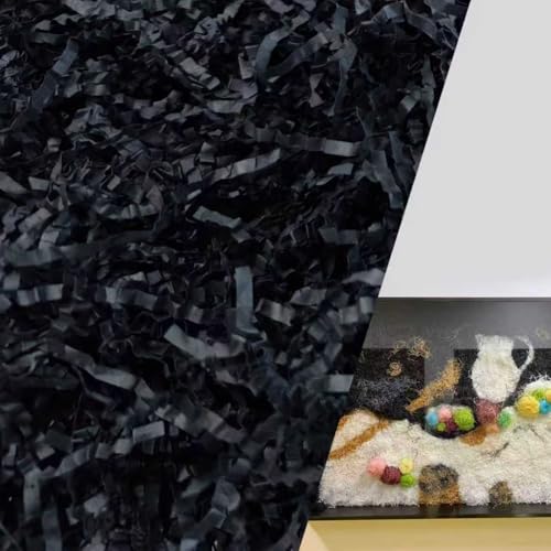 Gainspra 2 LB Crinkle Paper Filler for Gift: Shredded Wrapping for Gift Boxes or Wedding or Birthdays Crinkle Cut Paper & Basket Stuffing Filler (Black)