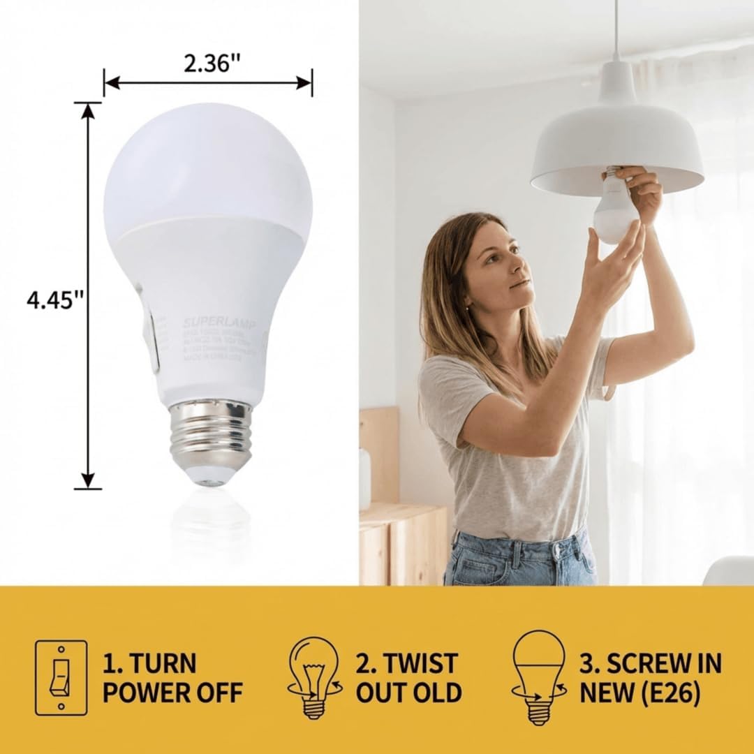 Modern LED Lightbulbs - Dimmable, 2000 Lumen, 14 Watt, Energy Efficient, Warm to Daylight Color Change 27K to 65K, Flicker Free Easy On Eyes, Long Life 15000 Hours, Daylight Light Bulbs 5000K
