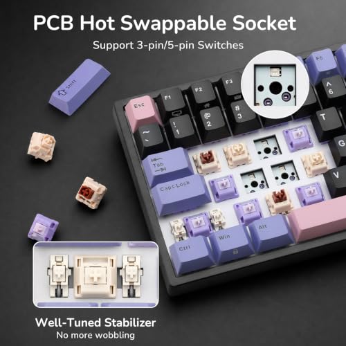 Image of RK ROYAL KLUDGE RK84 Wired 75% RGB Hot Swappable Mechanical Gaming Keyboard | 84-Keys Compact TKL Gaming Keyboard w /Programmable Software for Mac /Win, Sound Absorbing Foam, PBT Keycap, Custom Switch