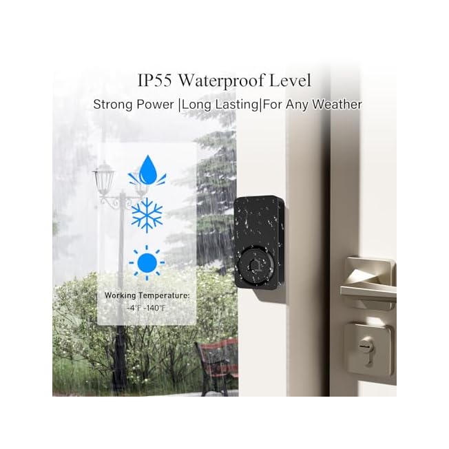 Wireless Doorbells for Home with 2 Plug-In Receivers, Waterproof Door Chime at Over 1300 Feet,Door Bell Ringer Wireless