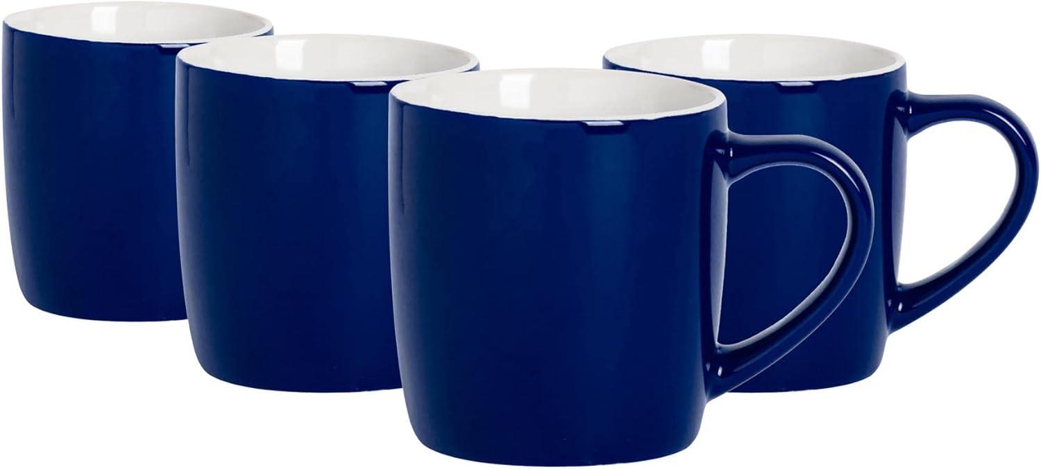 Argon Tableware 4X Navy 350ml Coloured Coffee Mugs Ceramic Stoneware