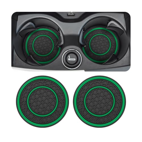 Image of Osilly 2 Pack Car Coasters for Cup Holder, 2.75 Inch No-Slip Anti Dust Insert Coaster, Universal Auto Waterproof Coasters Silicon Insulation Cup Mats for Woman Man, Suit for Vehicle Interior (Green)