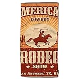 Swono Cowboy Rodeo Hand Towel Poster of West Cowboy On Horse with Desert Background Soft Polyester H