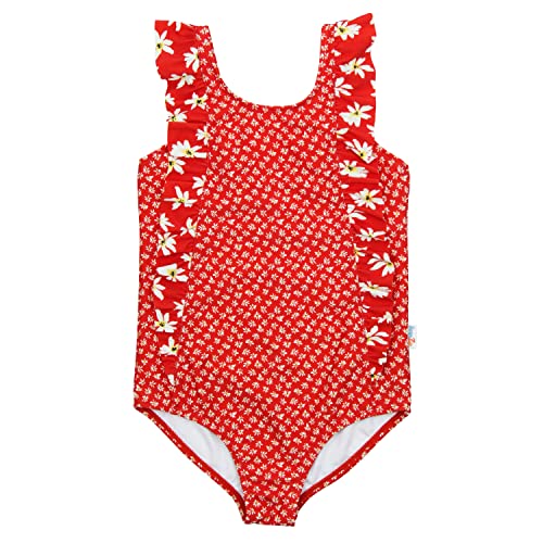 SwimZip Girls Ruffle One Piece Swimsuit - UPF 50+ - Daisy - 12-18 Month
