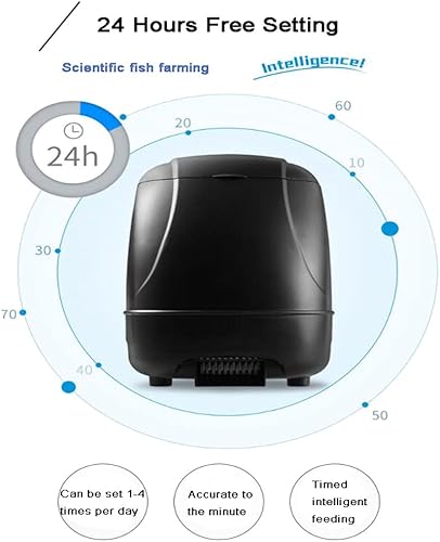 Miniatura 4 de Alimentador de peces solar/batería de 10L - Alimentador automático de estanque de gran angular de 120°, 1.76-49.38 oz/día ajustable, resistente a la