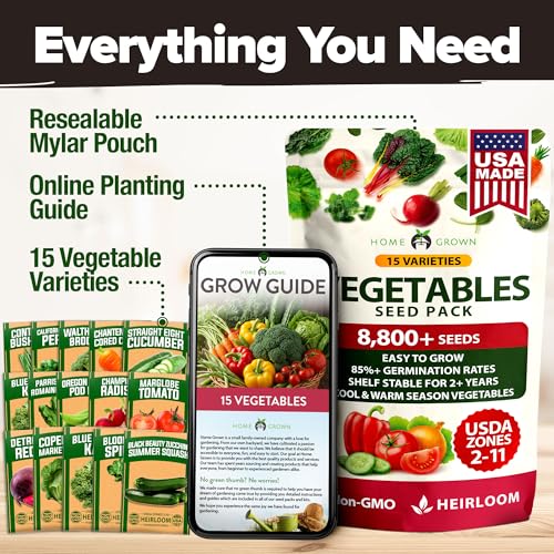 Image of HOME GROWN 15 Variety Survival Seed Vault 8,800+ Heirloom Non-GMO Vegetable Seeds for Planting, High Germination, Complete Garden Starter Kit, Prepper Survival Gear, Indoor Outdoor