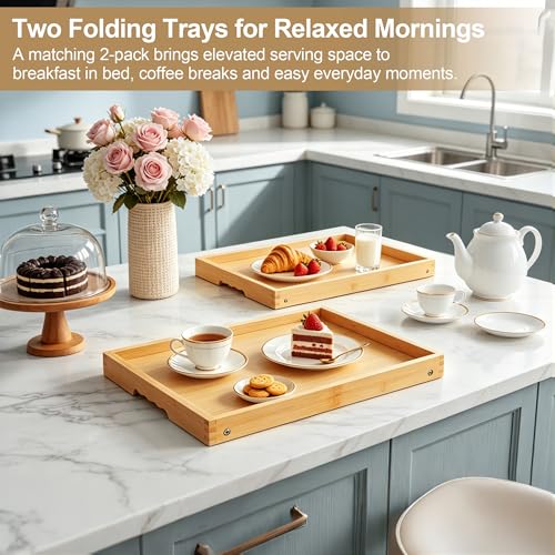Artmeer FSC 100% Bamboo Bed Trays, Medium, 2-Pack, Natural by Artmeer - Used condition - Image 2