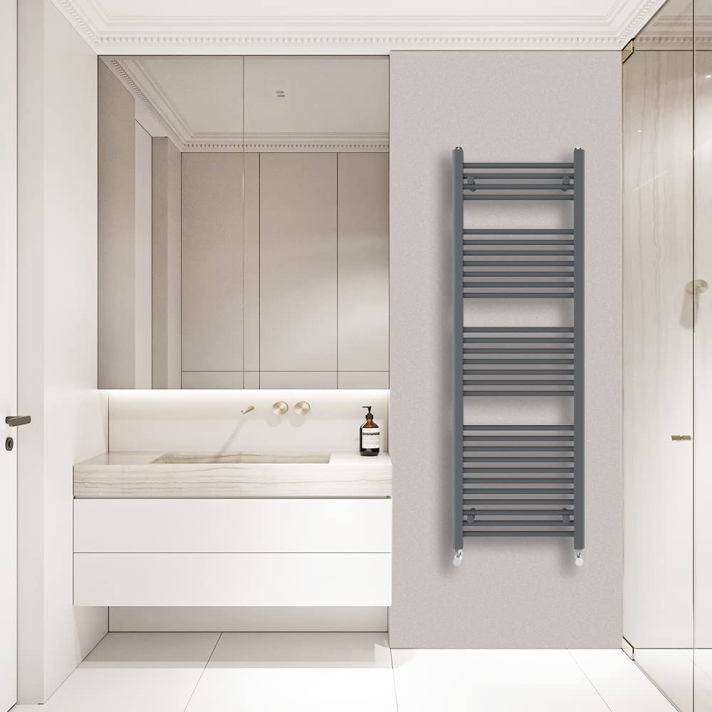 Warmehaus (1500X500mm) Straight Heated Towel Rail Central Heating For Bathroom Kitchen Radiator Ladder Anthracite Grey